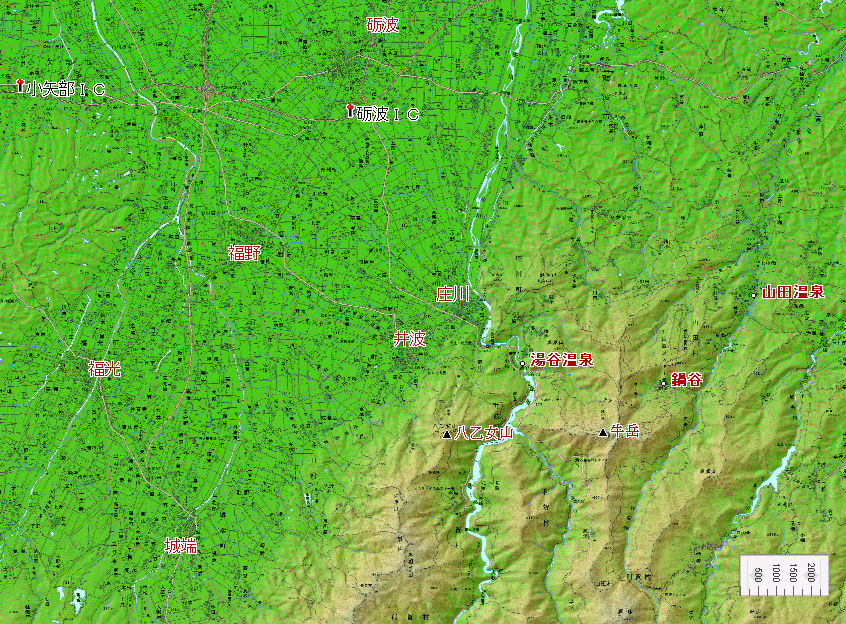 牛岳登山−牛岳近辺の広域地図