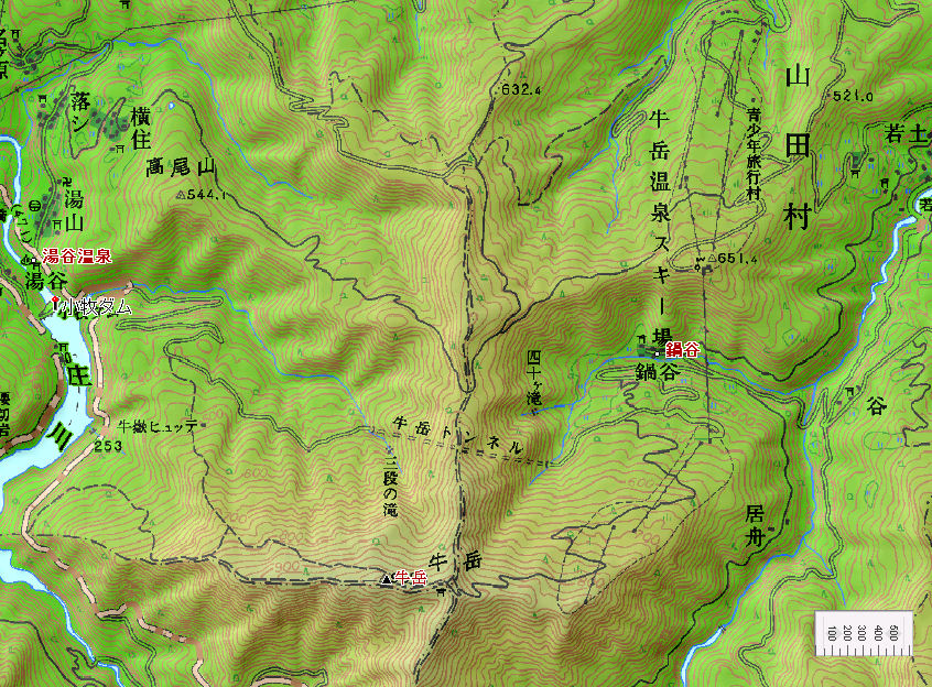 牛岳登山−牛岳近辺の地図