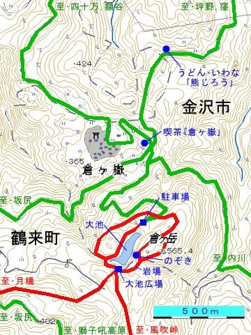 倉ヶ岳近辺の地図