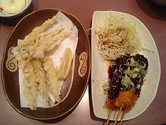 ししゃも天ぷら＋味噌串カツ